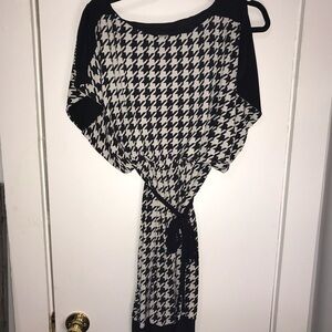 Signature by Sangria Black and White Houndstooth Dress